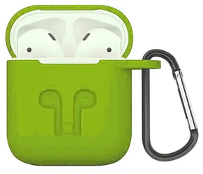 Силиконовый чехол для Apple AirPods с держателем (зеленый)