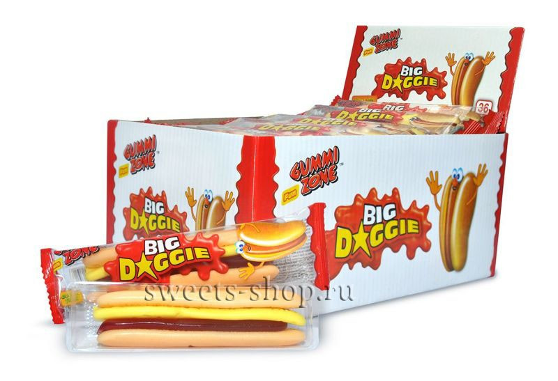 Мармелад Большой Хот-Дог Hot Dog 28 гр  (Big Daggie)  (36шт-упак) / GUMMI ZONE/