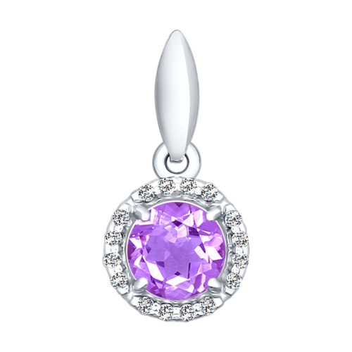 Серебряная подвеска с аметистом и фианитом SOKOLOV (92030332)