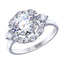 Серебряное кольцо с фианитом SOKOLOV (94012950)