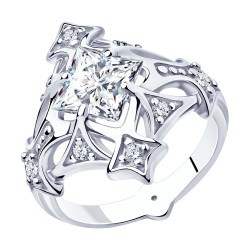 Серебряное кольцо с фианитом SOKOLOV (94013088)