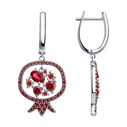 Серебряные серьги-подвески с фианитом SOKOLOV (94023785)
