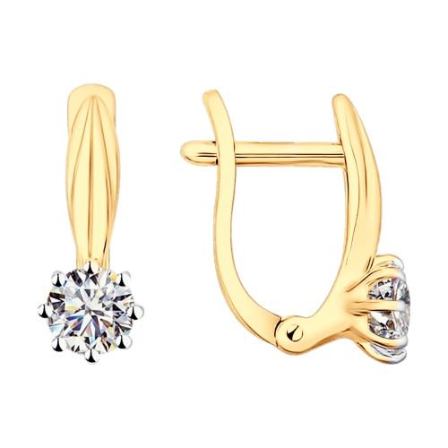 Серебряные серьги-классические с фианитом Swarovski SOKOLOV (89020065)