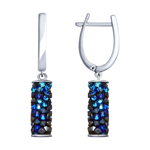 Серебряные серьги-подвески с фианитом Swarovski SOKOLOV (94023183)