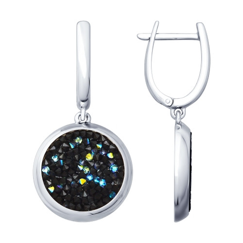 Серебряные серьги-подвески с фианитом Swarovski и фианитом SOKOLOV (94022684)