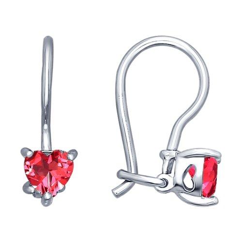 Серебряные серьги-классические с фианитом и корундом SOKOLOV (94020589)