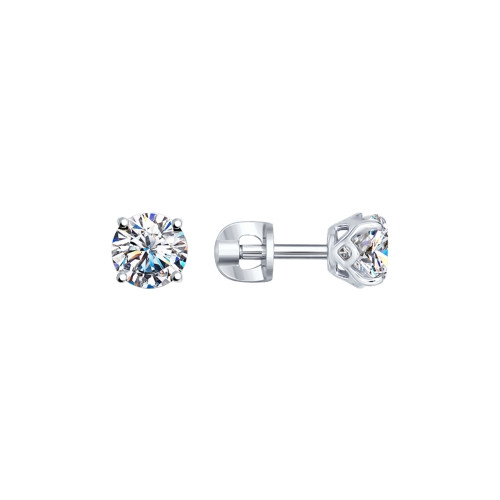 Серебряные серьги-пуссеты с фианитом и фианитом Swarovski SOKOLOV (89020022)