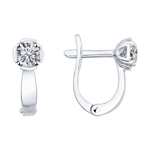 Серебряные серьги-классические с фианитом и фианитом Swarovski SOKOLOV (89020010)