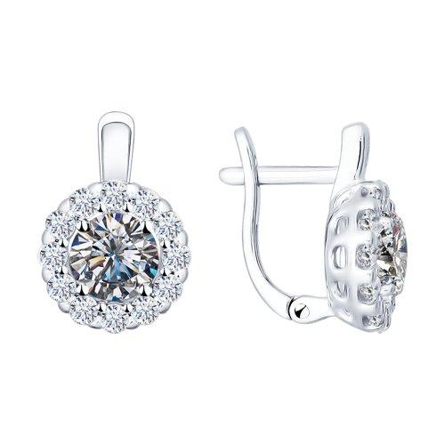 Серебряные серьги-классические с фианитом и фианитом Swarovski SOKOLOV (89020006)