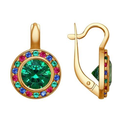 Серебряные серьги-классические с фианитом сваровски и фианитом SOKOLOV (89020063)