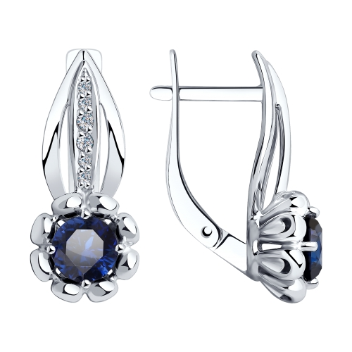 Серебряные серьги-классические с корундом и корундом SOKOLOV (88020068)