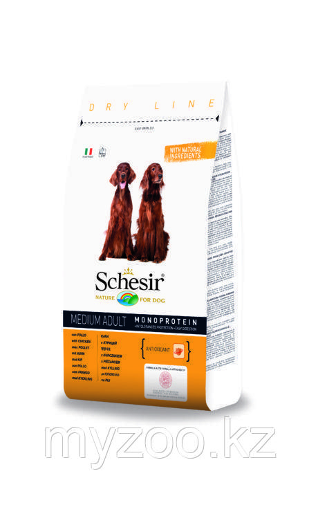 Schesir ,Шезир Dry Line Adult Medium корм для взрослых средних пород с курицей 12 кг