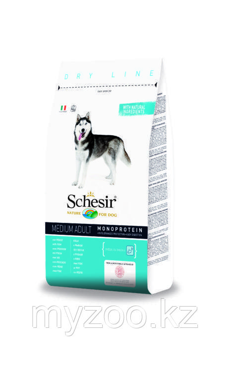 Schesir ,Шезир Dry Line Adult Medium корм для взрослых собак средних пород с рыбой 12 кг
