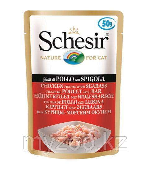 Schesir Шезир пауч для кошек Цыпленок с Морским окунем в желе 50 гр