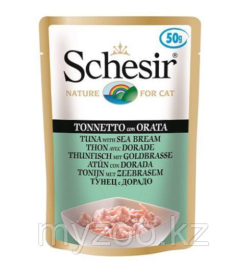 Schesir Шезир пауч для кошек Тунец с Дорадо в желе 50 гр