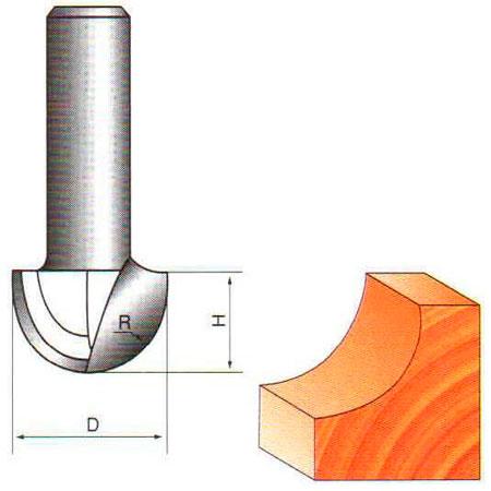 Фреза галтельная пазовая ГЛОБУС D=10,L=7.5mm,d=8mm арт.1005 D10