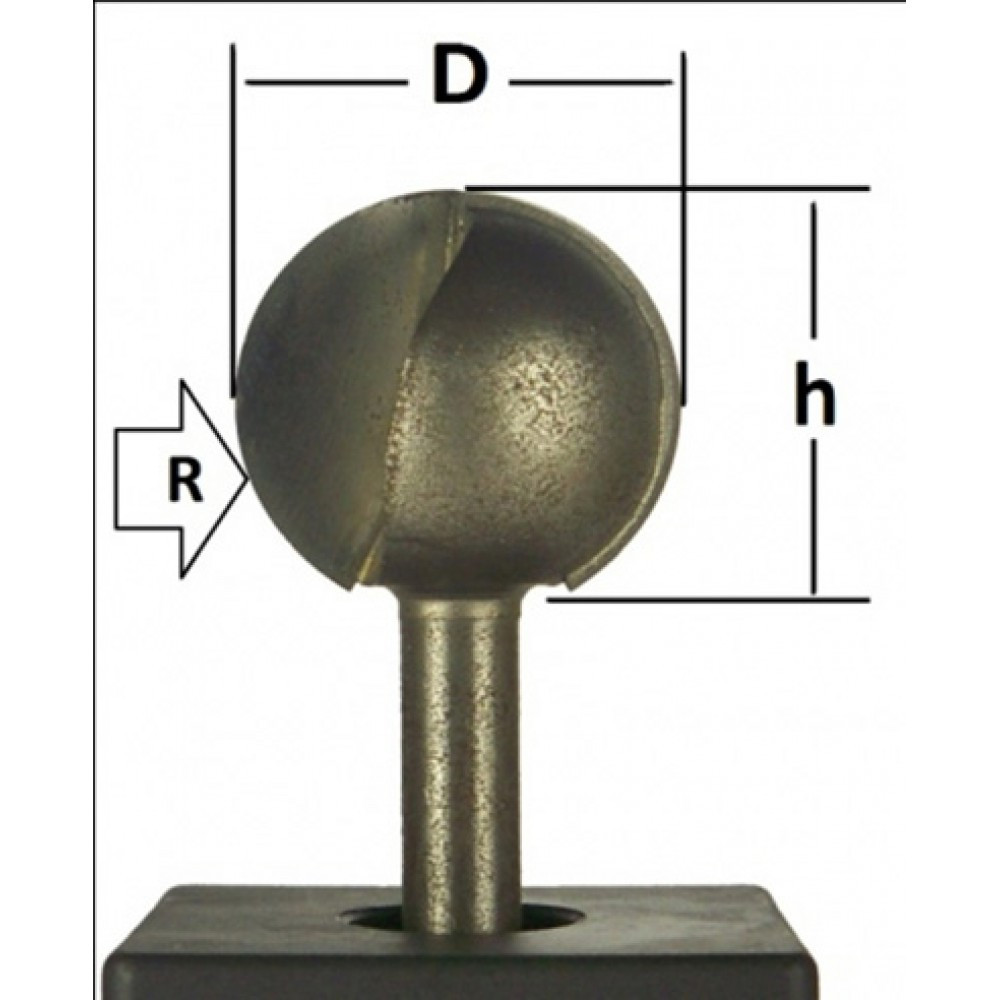 Фреза пазовая галтельная Глобус D=16,l=15,d=8mm,R=8 арт.1010 R8