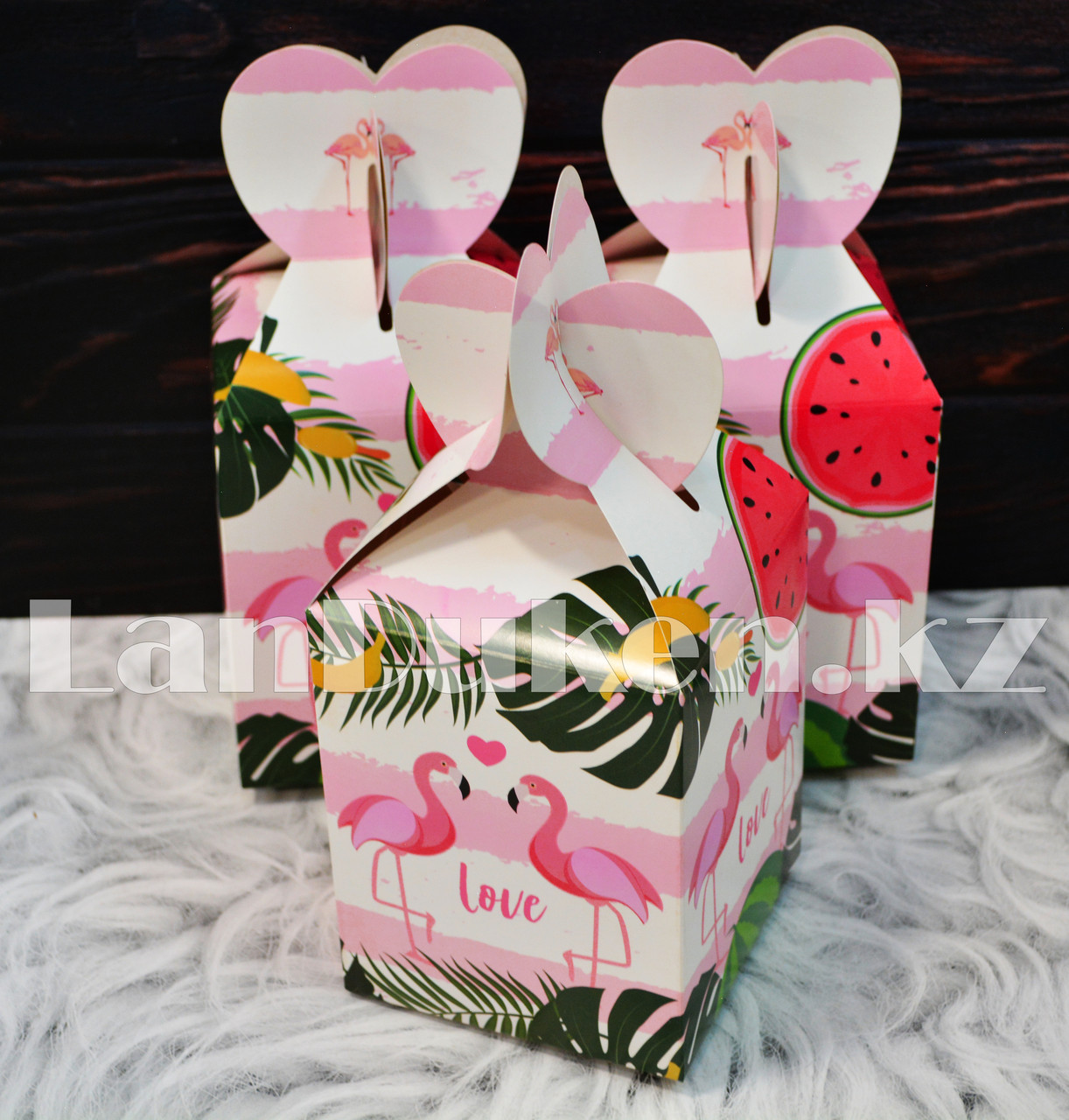 Подарочная упаковка Flamingo love подарочная коробка Бонбоньерка картонная - фото 5 - id-p71919248