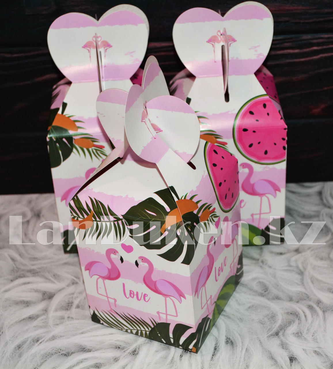 Подарочная упаковка Flamingo love подарочная коробка Бонбоньерка картонная - фото 6 - id-p71919248