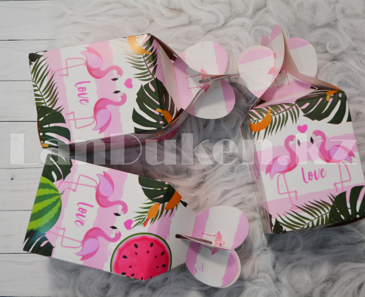 Подарочная упаковка Flamingo love подарочная коробка Бонбоньерка картонная - фото 7 - id-p71919248