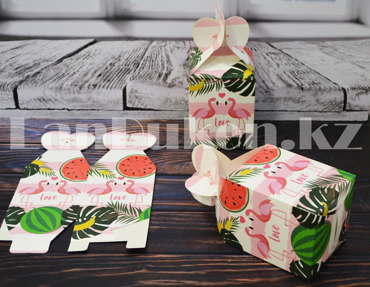 Подарочная упаковка Flamingo love подарочная коробка Бонбоньерка картонная - фото 8 - id-p71919248