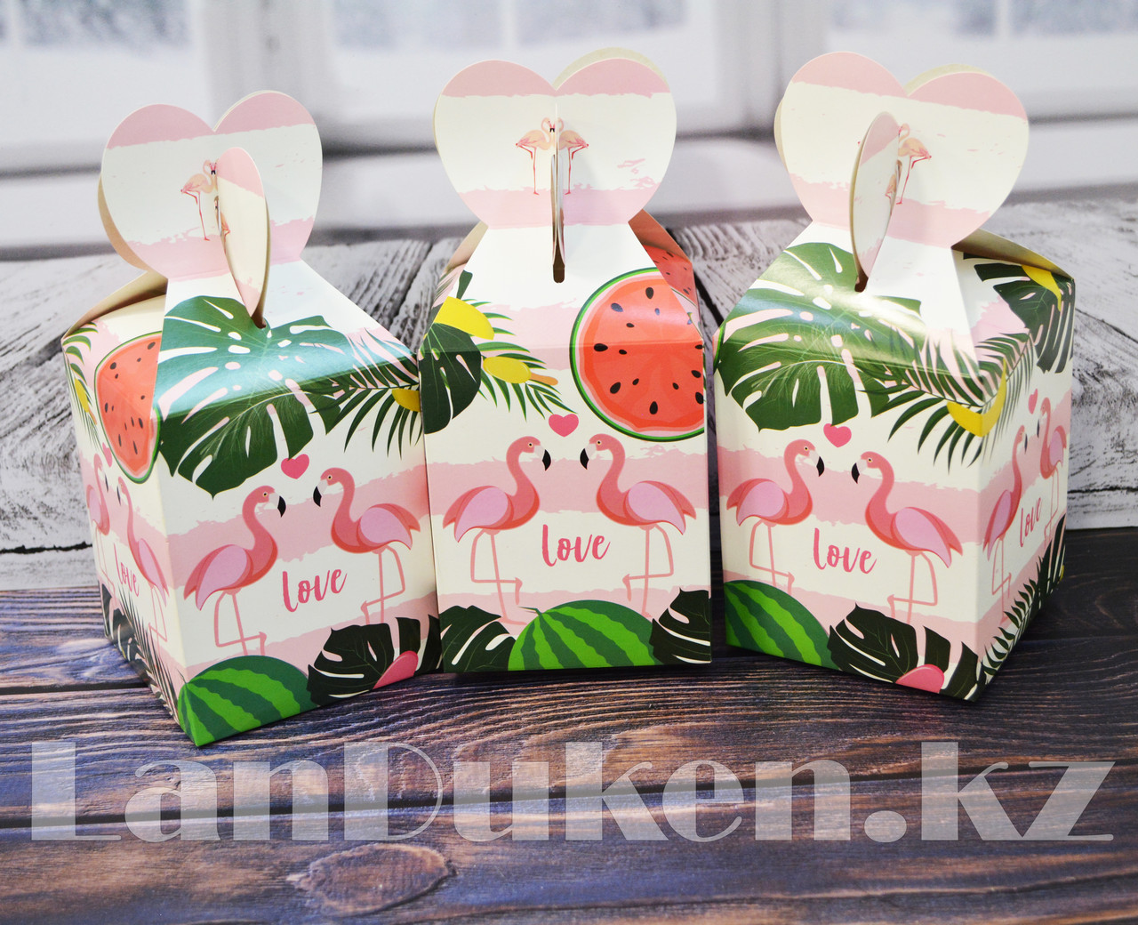 Подарочная упаковка Flamingo love подарочная коробка Бонбоньерка картонная - фото 9 - id-p71919248