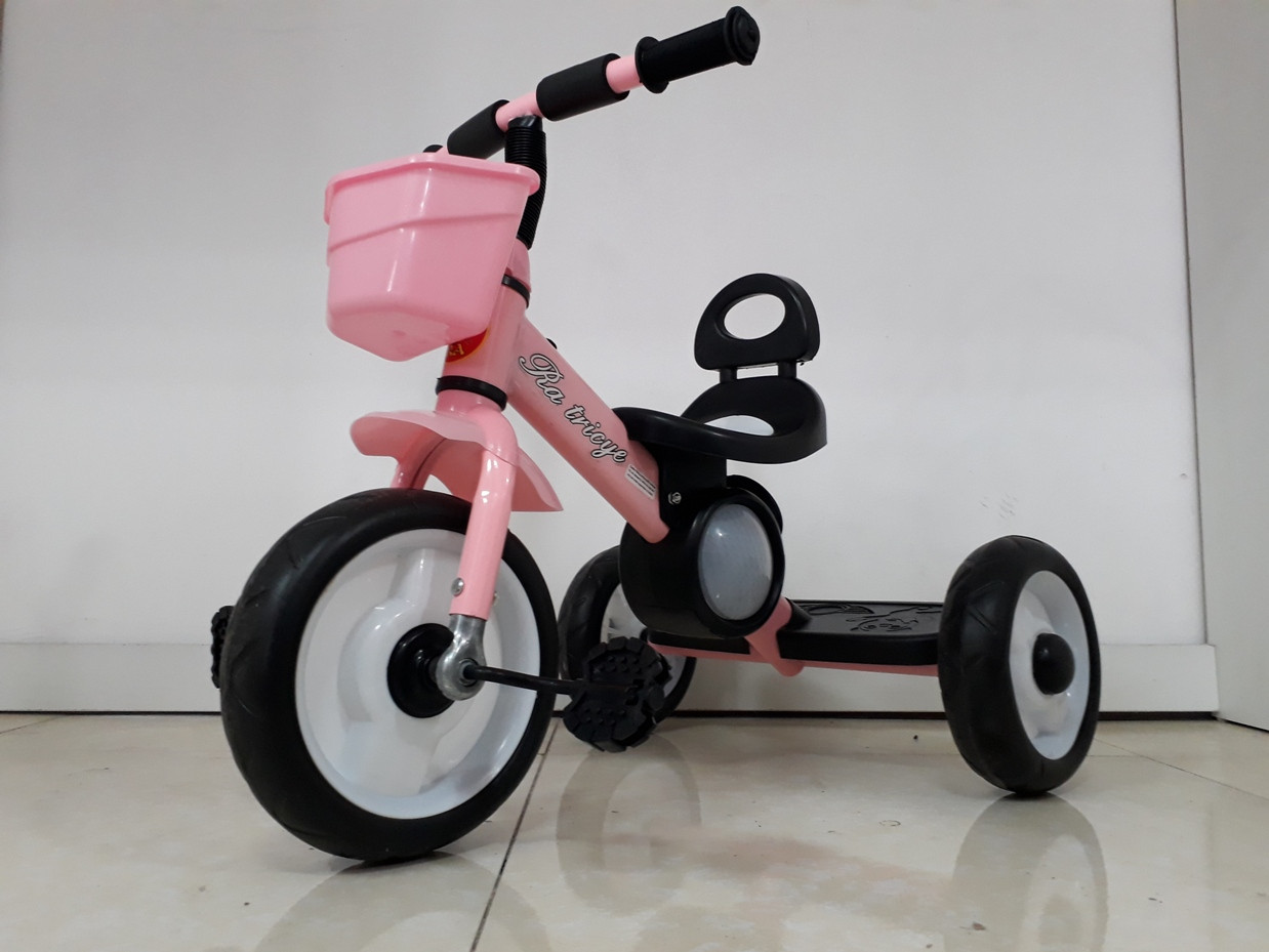 Детский трехколесный велосипед с задней фарой и мелодиями для девочек
