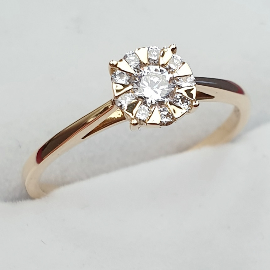 Золотое кольцо с Бриллиантами VS1/G 0,26Ct, 16,8р 750 проба - фото 1 - id-p71900755