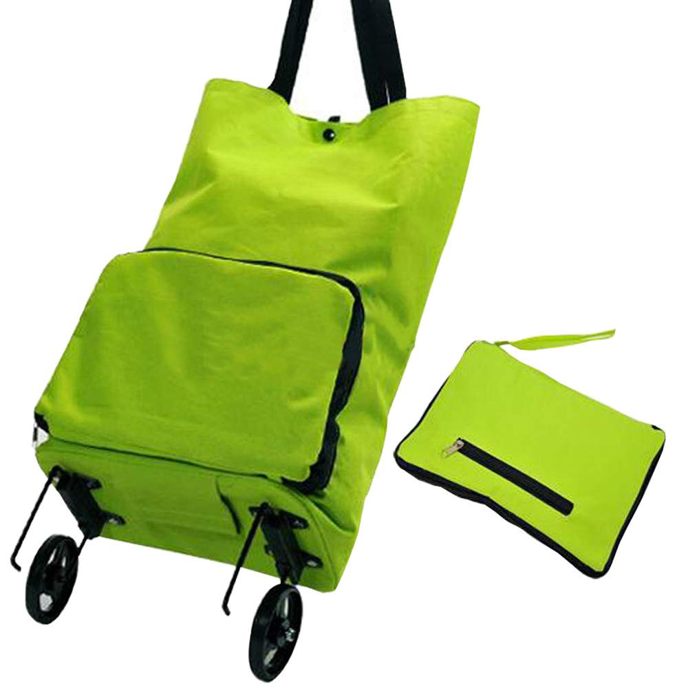 Складная сумка для покупок на колесиках зеленая - Оплата Kaspi Pay