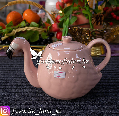 Чайник заварочный "Фламинго". Материал: Керамика. Цвет: Розовый., фото 2