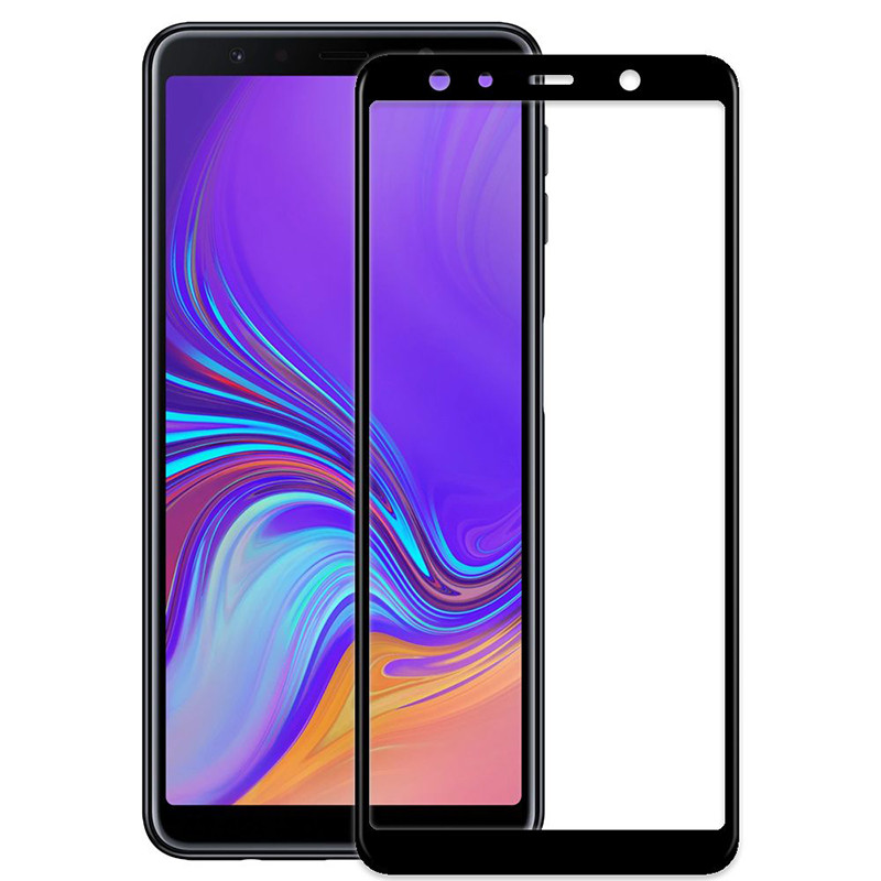 Защитное стекло Full screen PowerPlant для Samsung Galaxy A7 (2018), Black