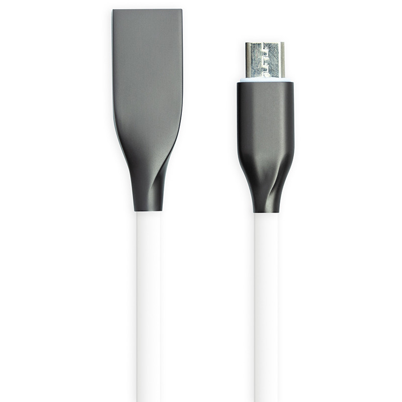 Кабель PowerPlant USB - microUSB, 1м, силикон, белый - фото 1 - id-p71971461
