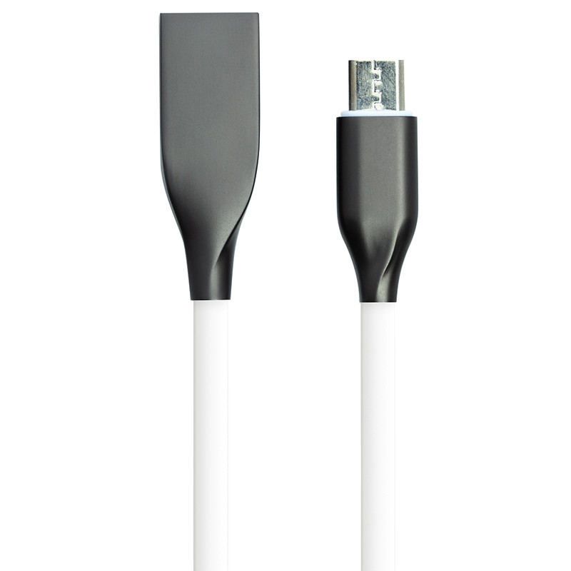 Кабель PowerPlant USB - microUSB, 2м, силикон, белый - фото 1 - id-p71971519