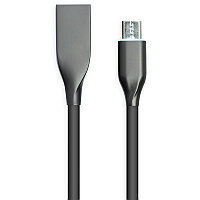 Кабель PowerPlant USB - microUSB, 1м, силикон, черный