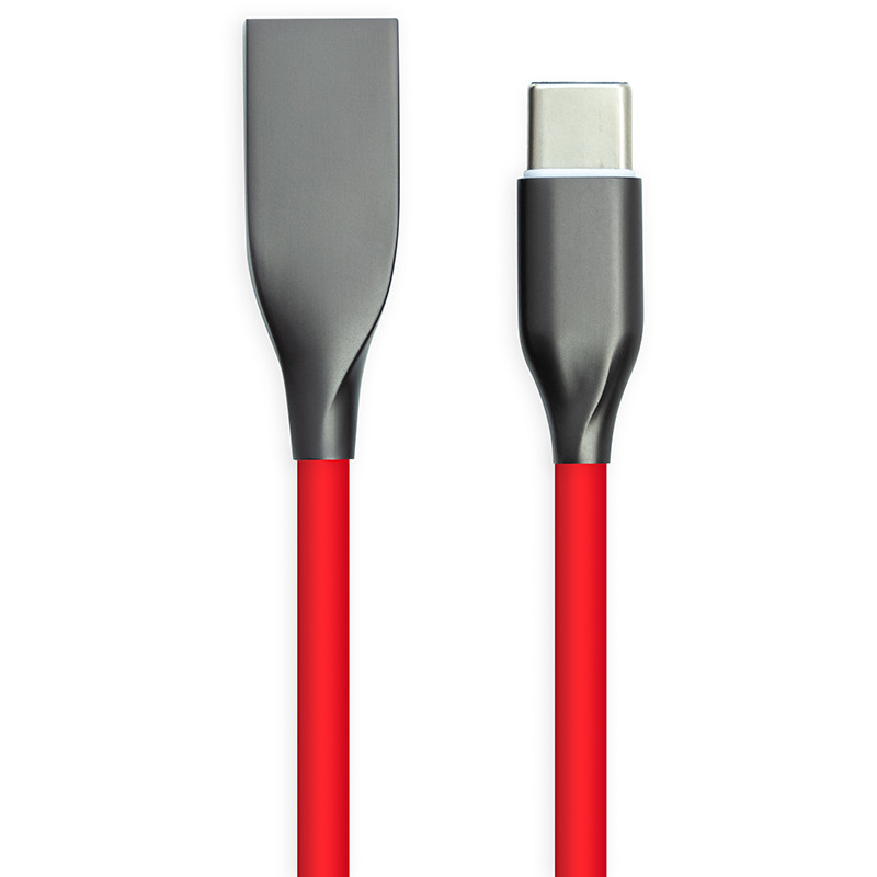 Кабель PowerPlant USB - Type-C, 1м, силикон, красный - фото 1 - id-p71971527