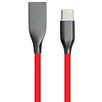 Кабель PowerPlant USB - Type-C, 2м, силикон, красный