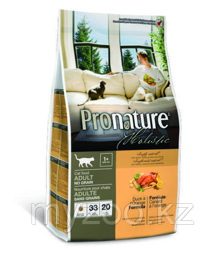 Pronature Holistic ADULT для взрослых кошек с уткой и апельсином, 2.7 кг