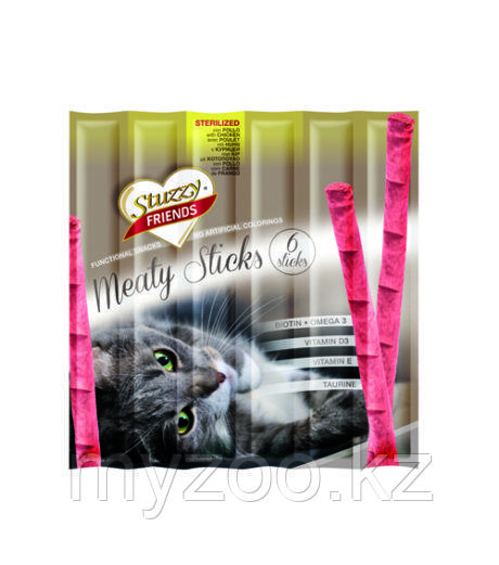STUZZY FRIENDS Мясные палочки д/кошек, говядина блистер 6шт*5г,