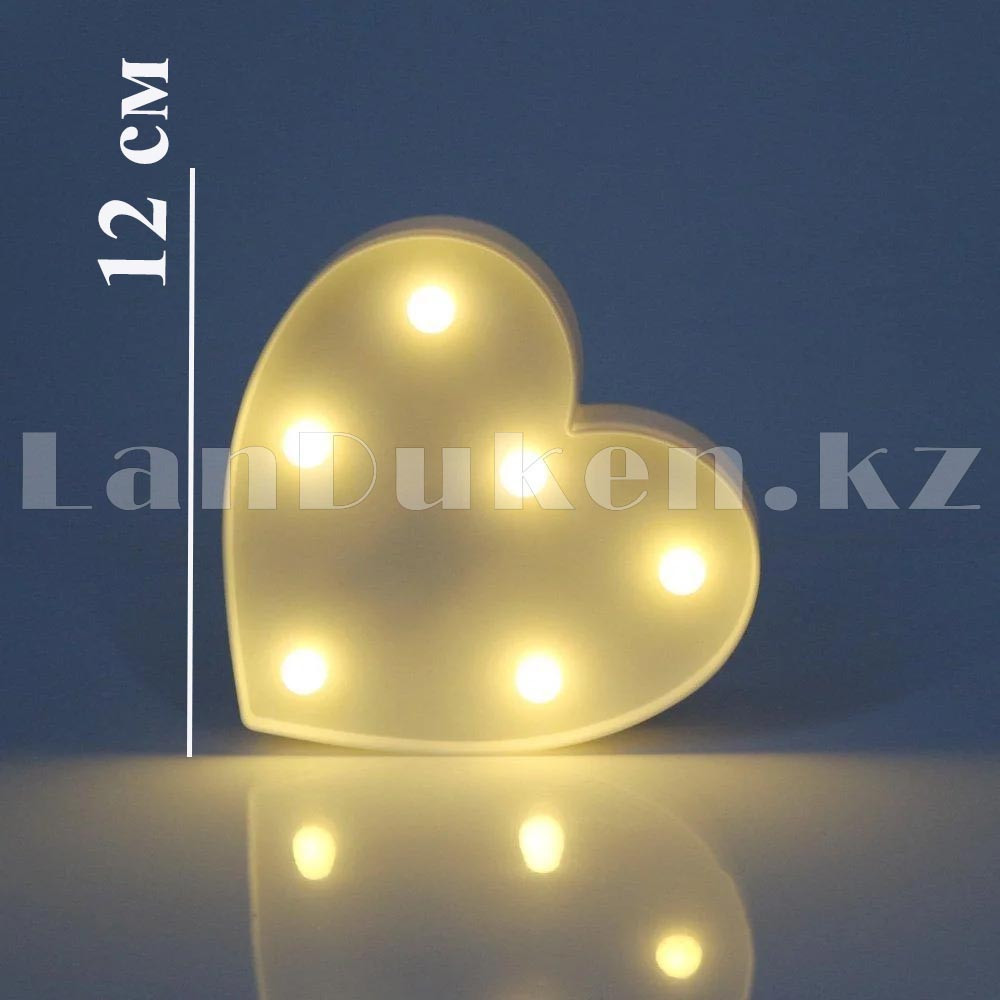 Светильник Сердце ночник белое сердце 12 x 12 см 6 ламп (на батарейках) - фото 1 - id-p72099509
