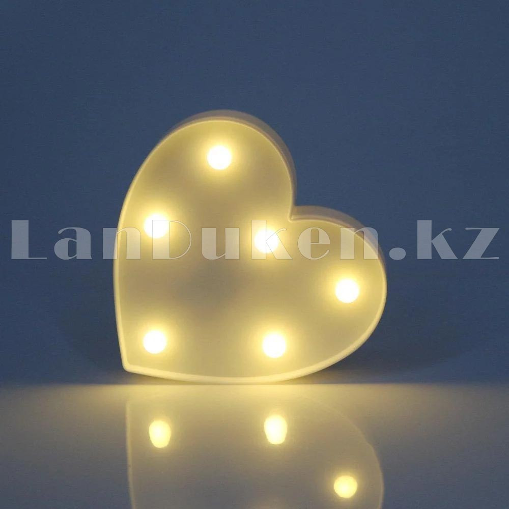 Светильник Сердце ночник белое сердце 12 x 12 см 6 ламп (на батарейках) - фото 5 - id-p72099509