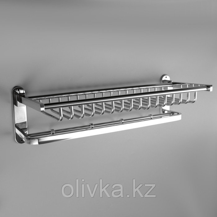 Полка откидная с держателем полотенец, 4 крючка, 59,3×24,7×17,8 см
