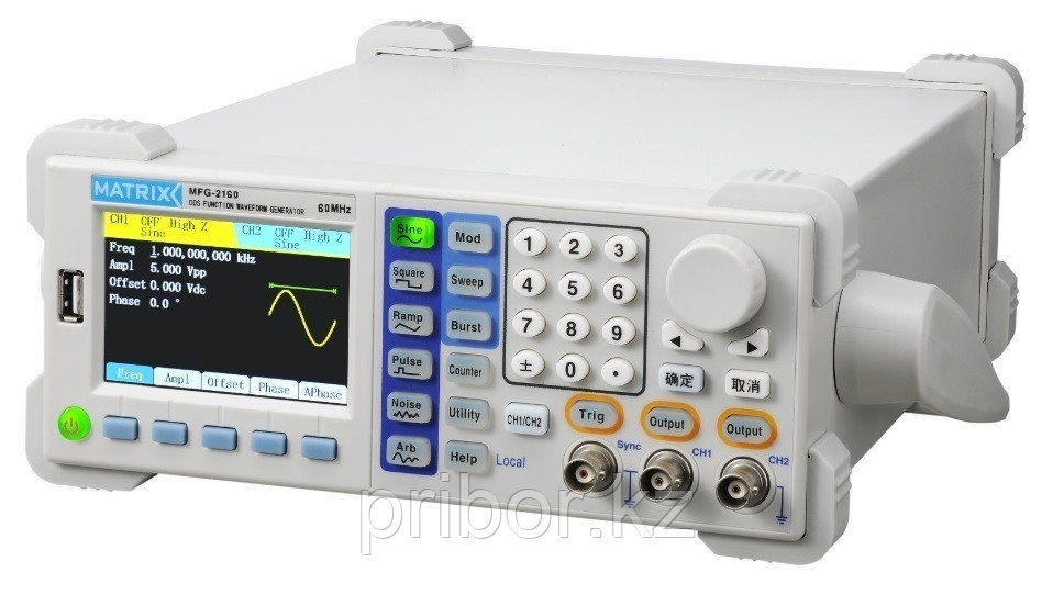 Двухканальный DDS функциональный генератор сигналов произвольной формы MATRIX MFG-2160  (60 МГц)