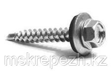 Кровельный шуруп 6,3*130. Шестигранная головка с шайбой и резиновой прокладкой