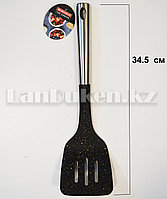 Лопатка с ручкой из нержавеющей стали и отверстиями кухонная лопатка (34.5 см)