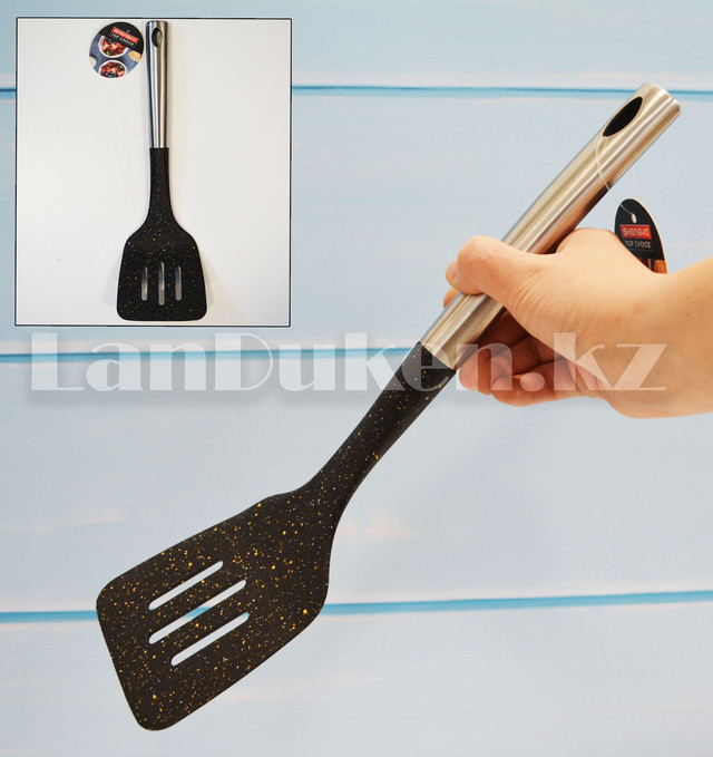 Лопатка с ручкой из нержавеющей стали и отверстиями кухонная лопатка (34.5 см)
