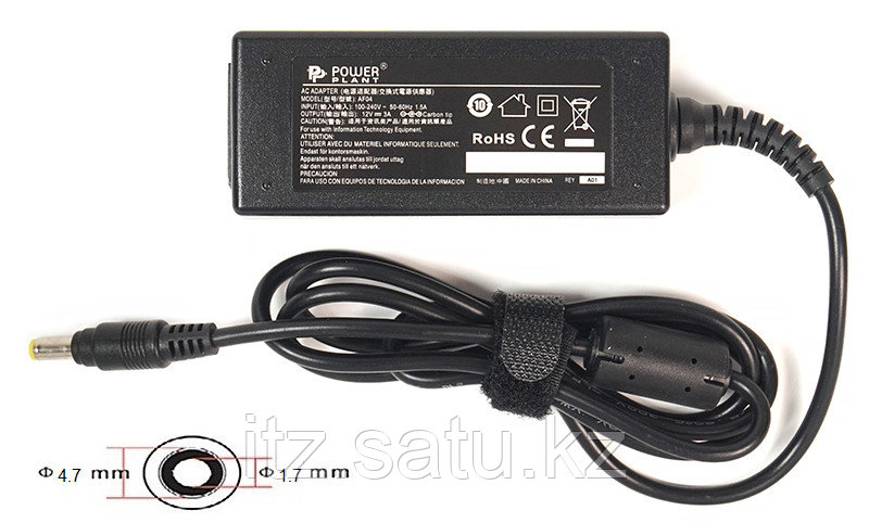 Блок питания для ноутбуков PowerPlant ASUS 220V, 12V 36W 3A (4.7*1.7)
