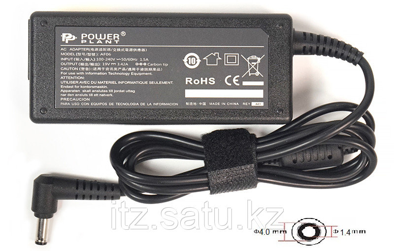 Блок питания для ноутбуков PowerPlant ASUS 220V, 19V 65W 3.42A (4.0*1.35)