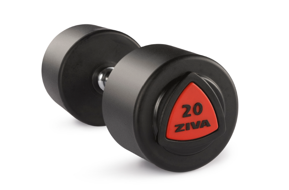 Гантель 38 кг ZIVA серии ZVO уретановое покрытие красная вставка - фото 1 - id-p72131846