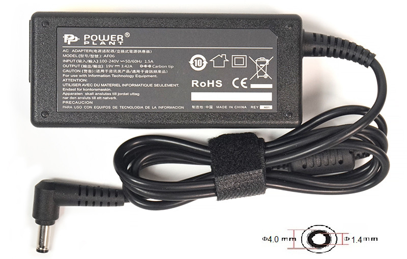 Блок питания для ноутбуков PowerPlant ASUS 220V, 19V 65W 3.42A (4.0*1.35)