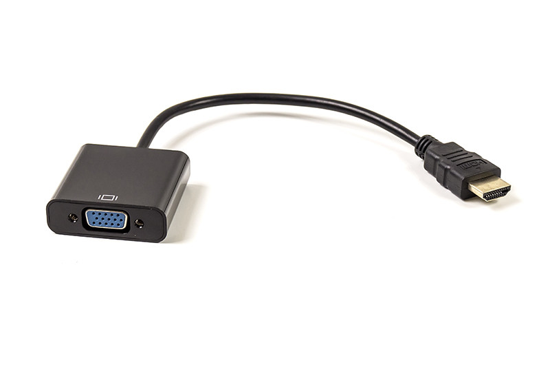 Кабель-переходник PowerPlant HDMI - VGA, 0.15m, позолоченные коннекторы, черный